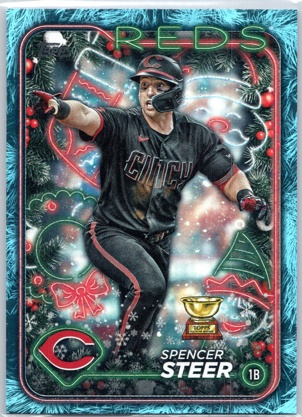 2024 Topps Holiday #H112 Spencer Steer Blue Metallic Glitter