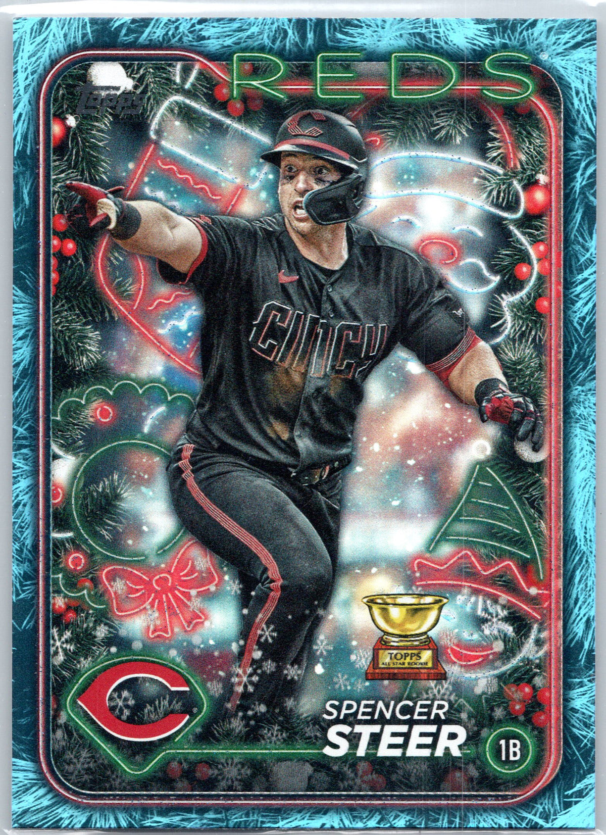 2024 Topps Holiday #H112 Spencer Steer Blue Metallic Glitter