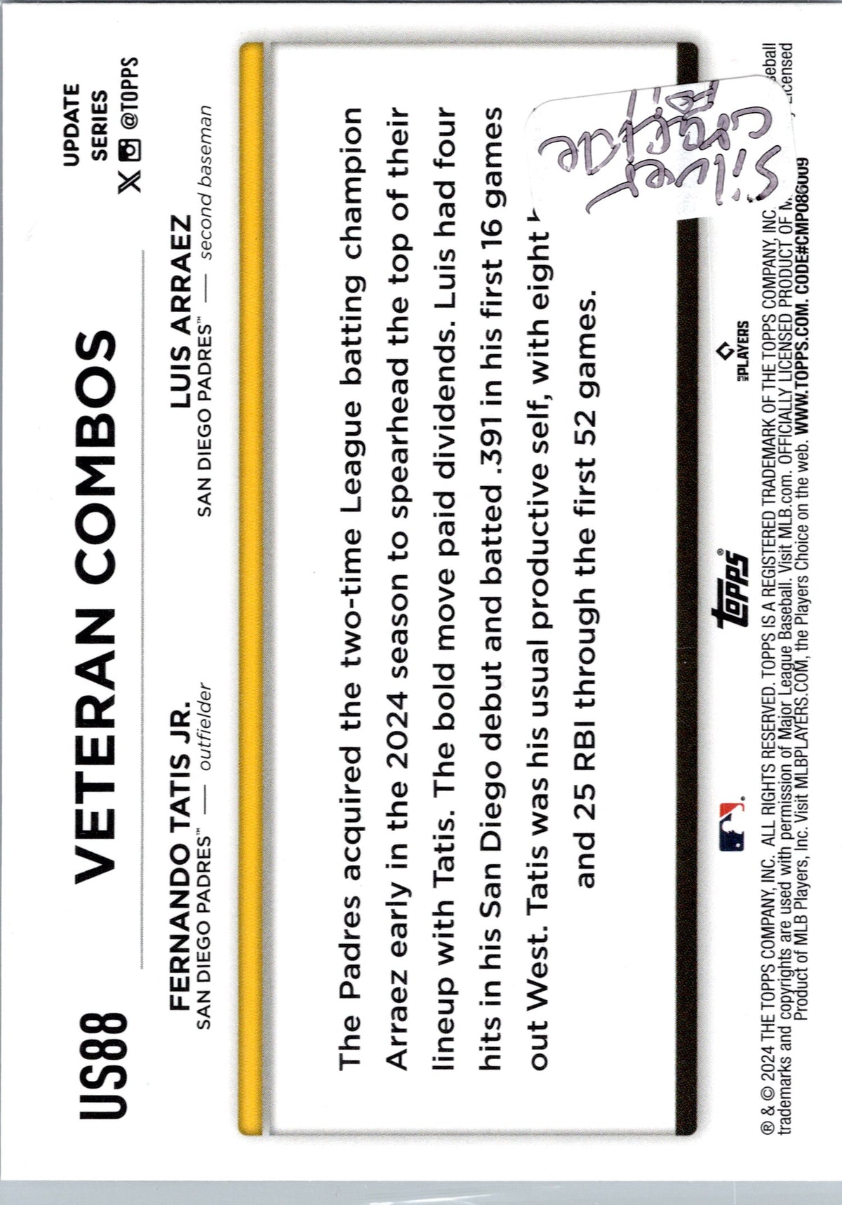 2024 Topps Update #US88 Bold Bats: S.D. Duo Wears Out Foes