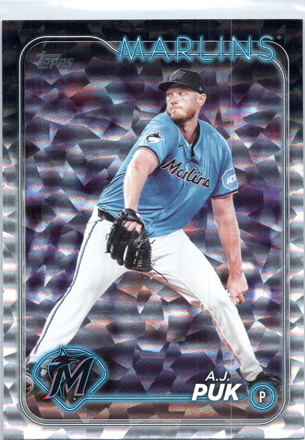 2024 Topps Update #US330 A.J. Puk Silver Crackle Foilboard
