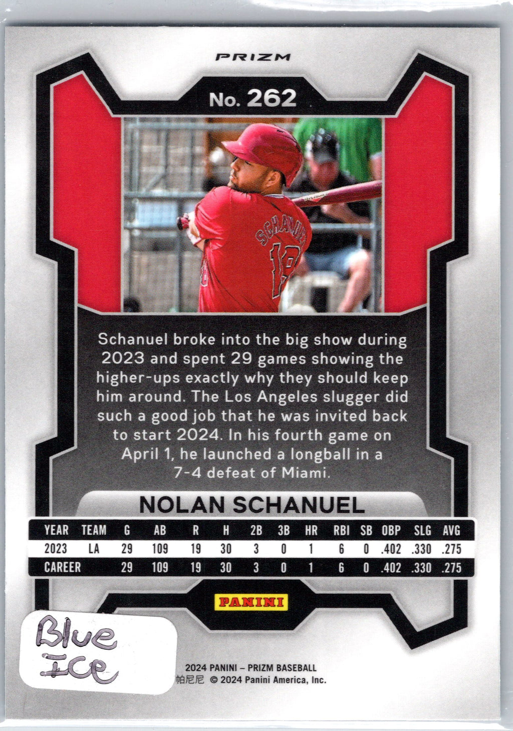 2024 Panini Prizm #262 Nolan Schanuel Blue Ice Prizms