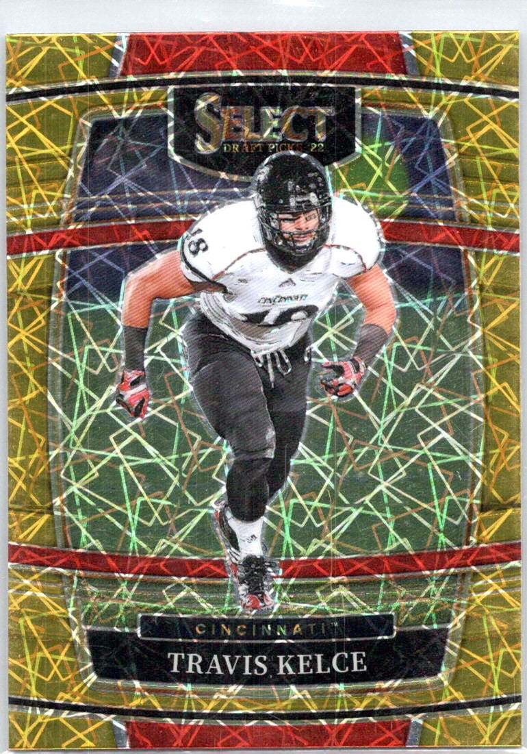 2022 Panini Select Draft Picks #30 Travis Kelce Gold Lazer Prizm