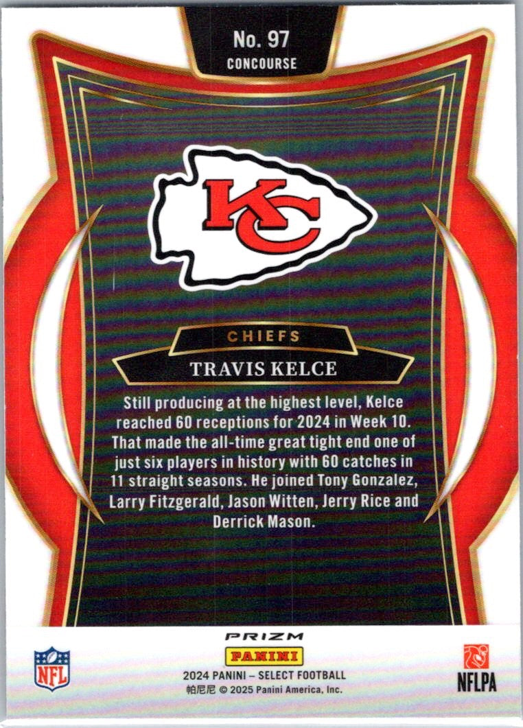 2024 Panini Select #97 Travis Kelce Black & Red Prizm Shock