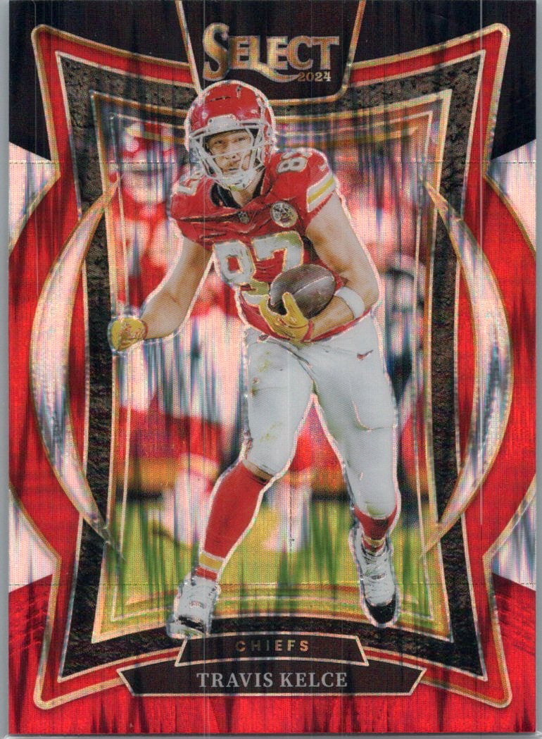 2024 Panini Select #97 Travis Kelce Black & Red Prizm Shock