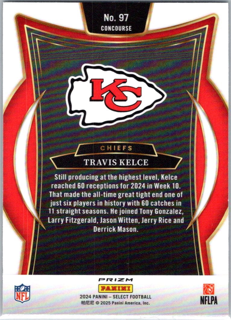 2024 Panini Select #97 Travis Kelce Black & Red Prizm Shock