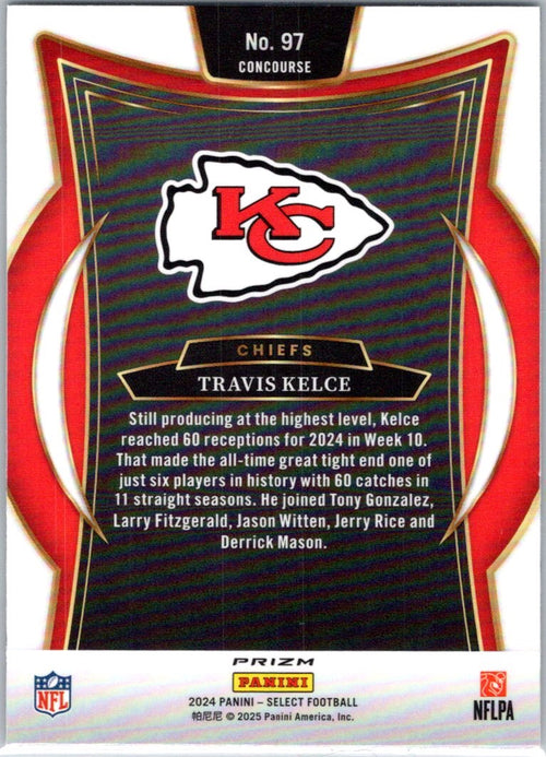 2024 Panini Select #97 Travis Kelce Black & Red Prizm Shock