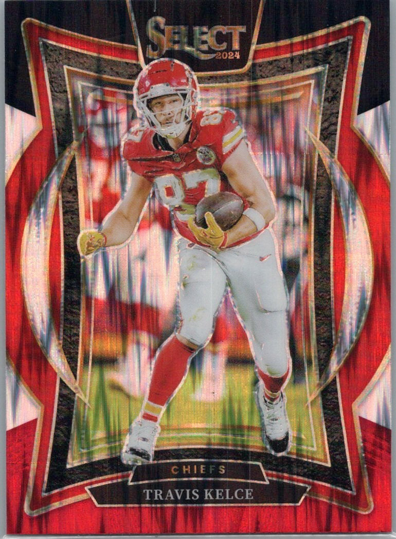 2024 Panini Select #97 Travis Kelce Black & Red Prizm Shock