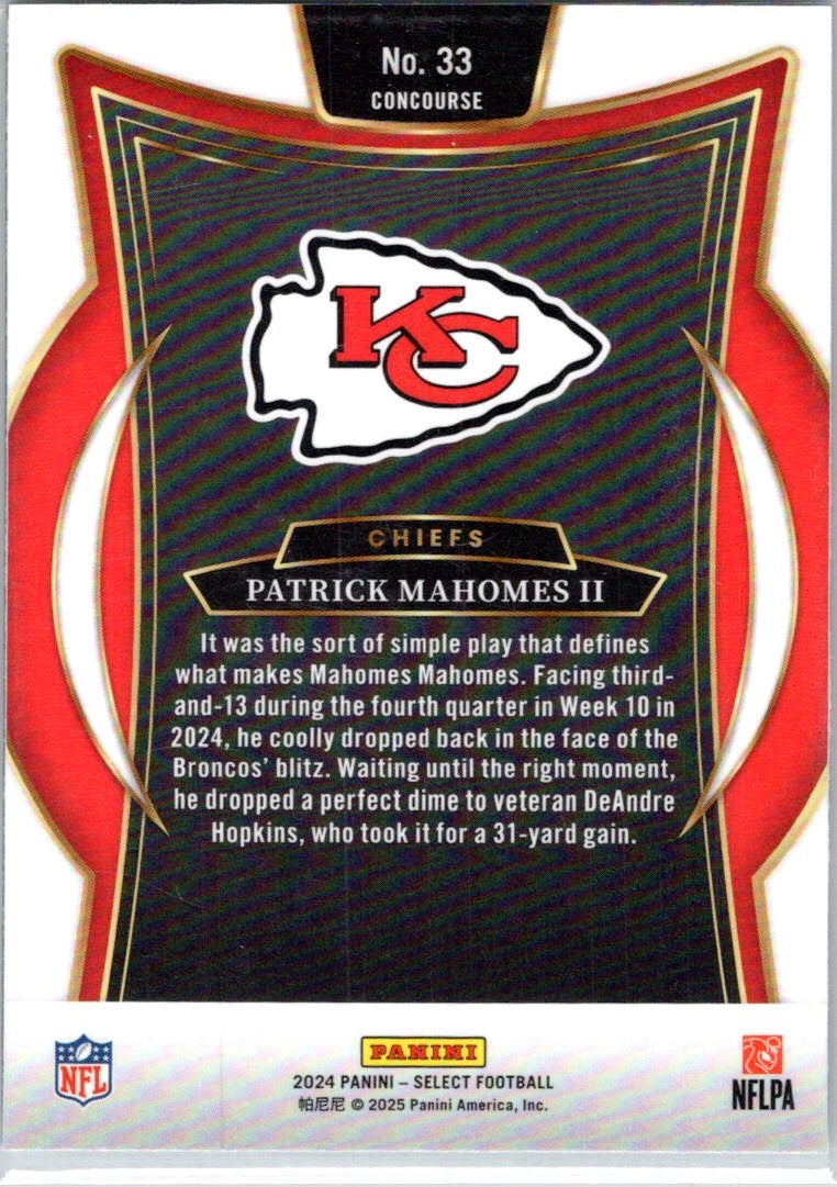 2024 Panini Select #33 Patrick Mahomes II Silver Prizm