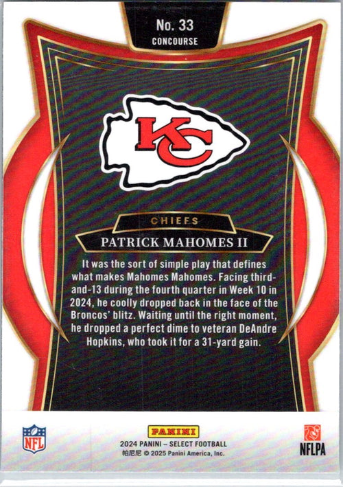 2024 Panini Select #33 Patrick Mahomes II Silver Prizm
