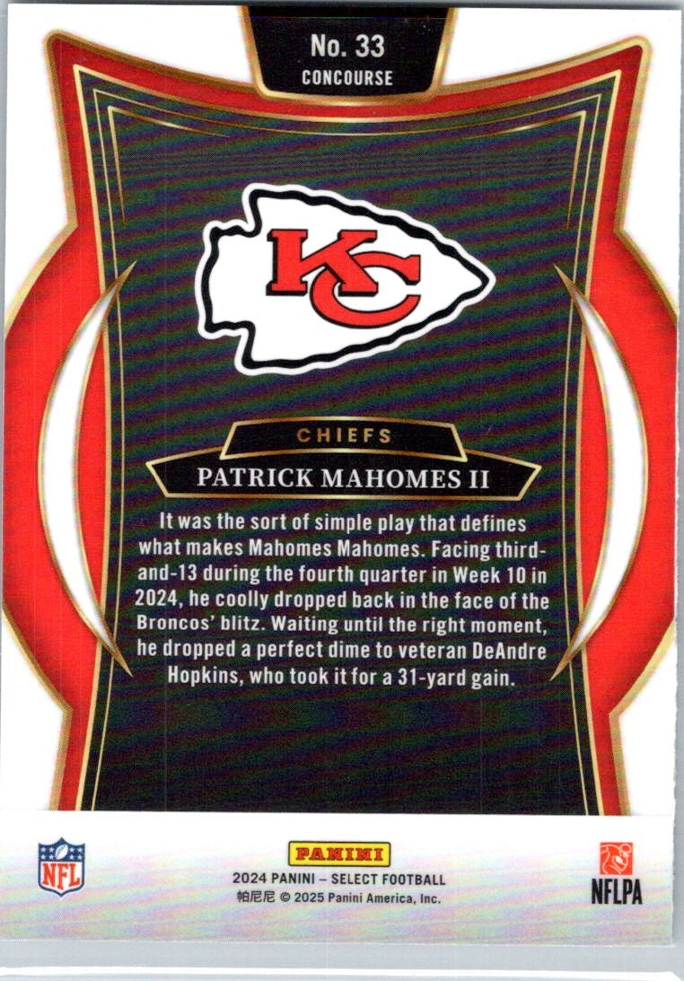 2024 Panini Select #33 Patrick Mahomes II Silver Prizm
