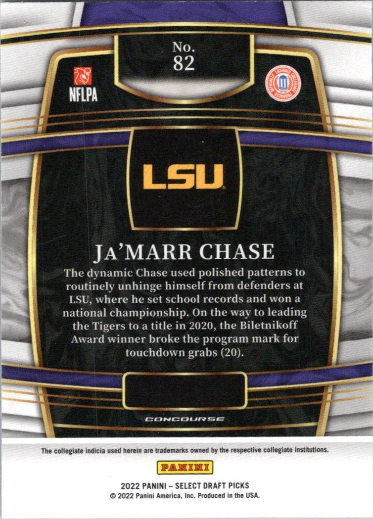 2022 Panini Select Draft Picks #82 Ja'Marr Chase