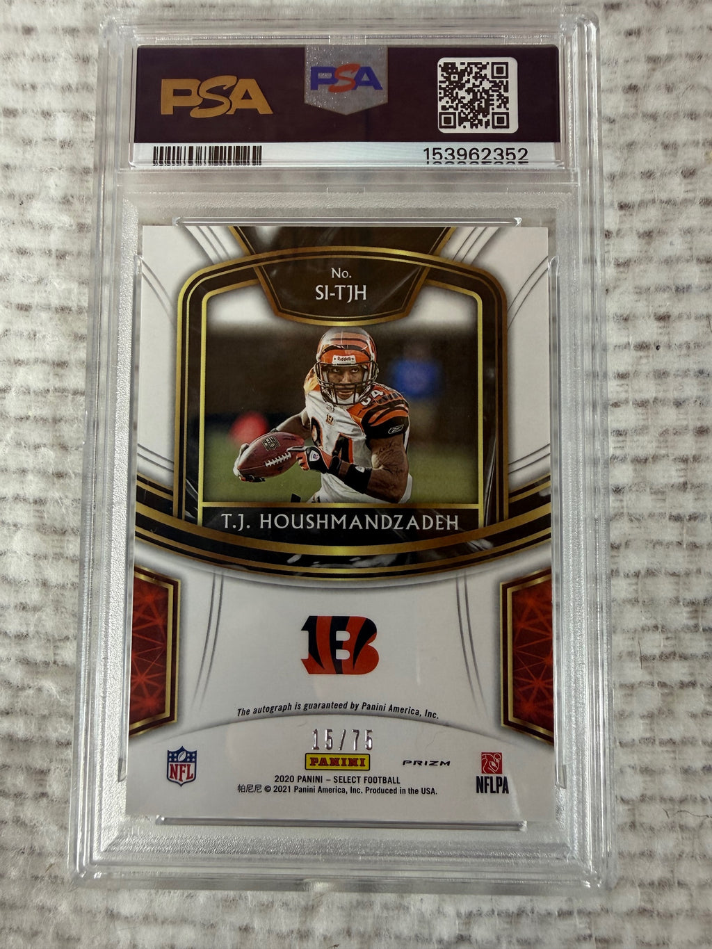 2020 Panini Select #SI-TJH T.J. Houshmandzadeh Signatures Black Prizm #/1