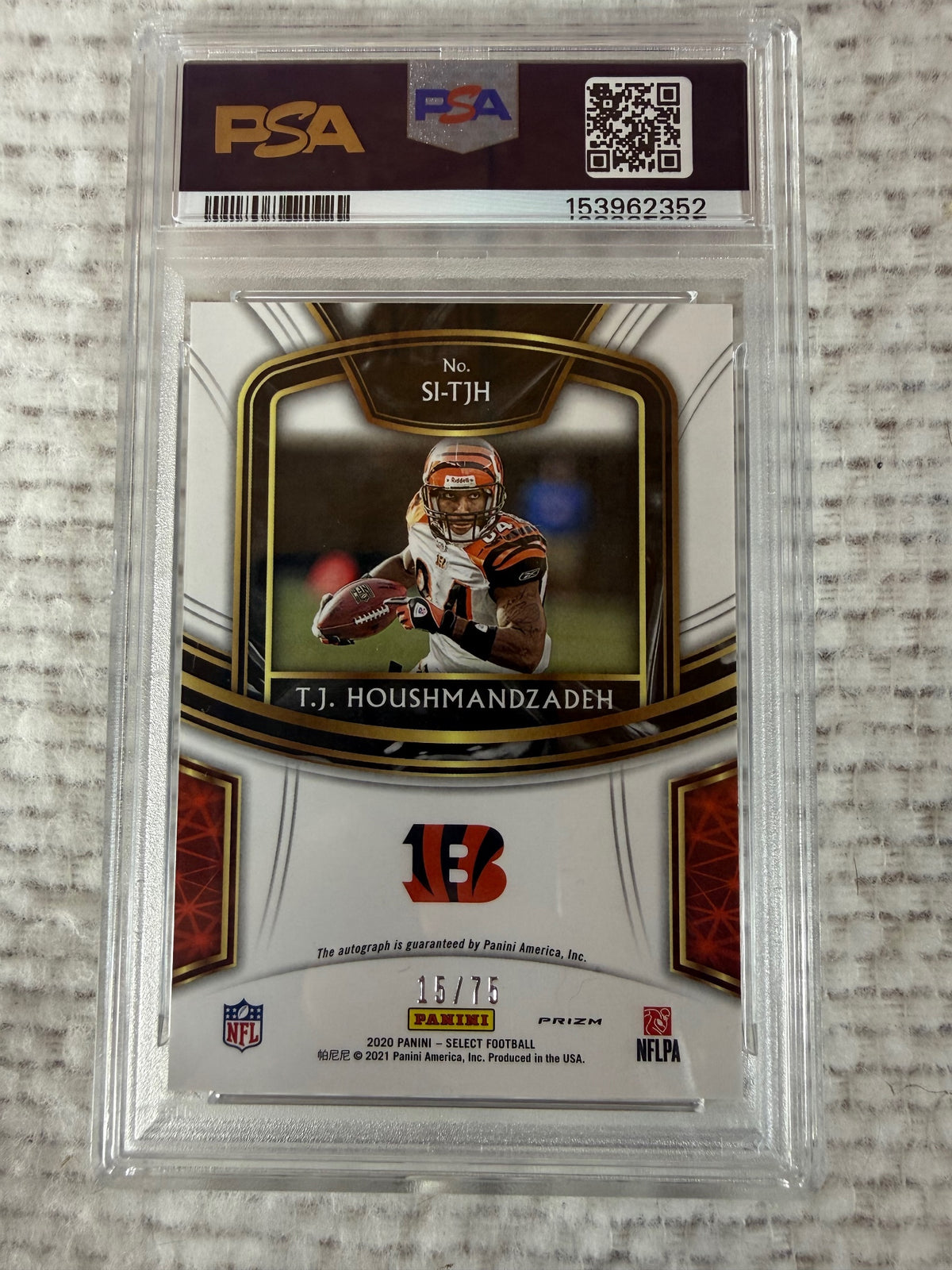 2020 Panini Select #SI-TJH T.J. Houshmandzadeh Signatures Black Prizm #/1