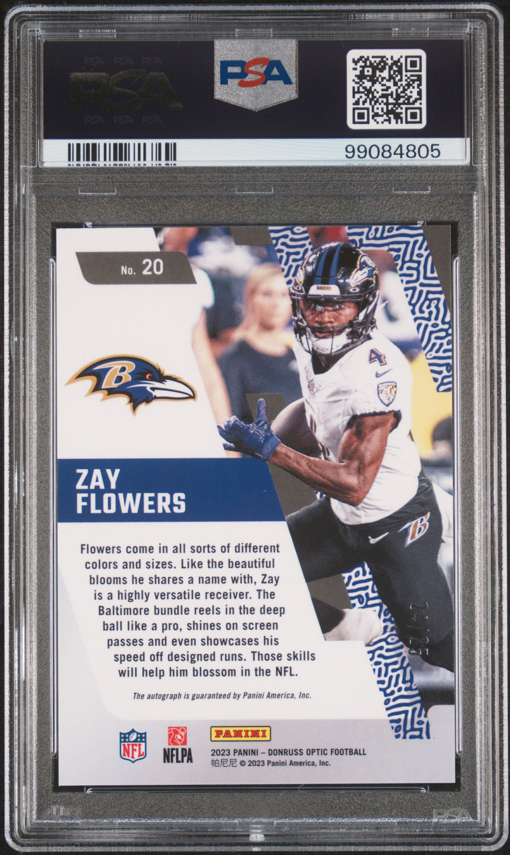 2023 Donruss Optic #20 Zay Flowers Primary Colors Autographs PSA 10 #/25