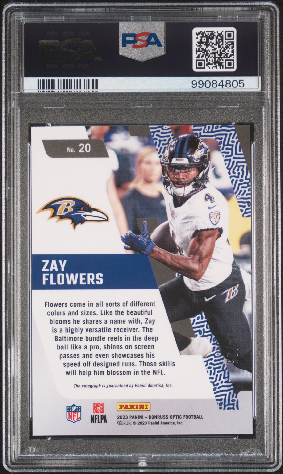 2023 Donruss Optic #20 Zay Flowers Primary Colors Autographs PSA 10 #/25