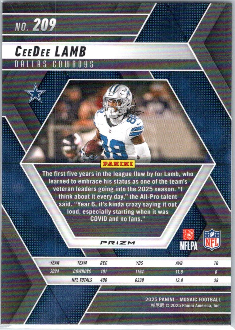 2025 Panini Mosaic #209 CeeDee Lamb Silver