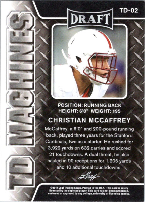 2017 Leaf Draft #TD-02 Christian McCaffrey TD Machines